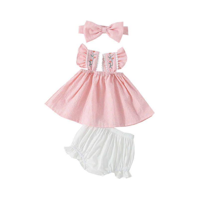 Baby Girl Summer Outfit Set with Headband