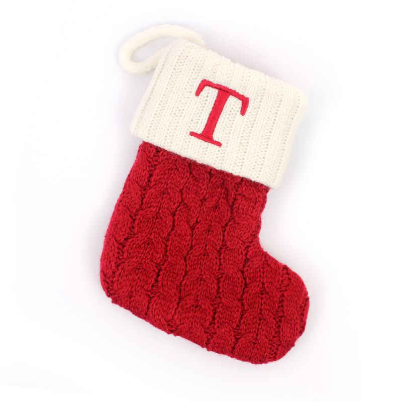 Christmas Socks Knitted Embroidered Alphabet Socks