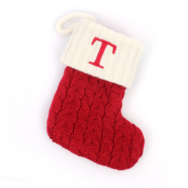 Christmas Socks Knitted Embroidered Alphabet Socks