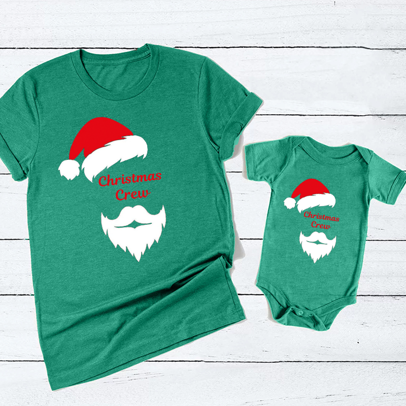 Merry Christmas Hat & Bearded Family Matching Shirt