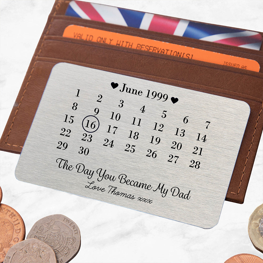 Personalised Day You Became My Dad Metal Wallet Card