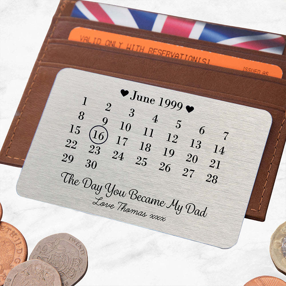 Personalised Day You Became My Dad Metal Wallet Card