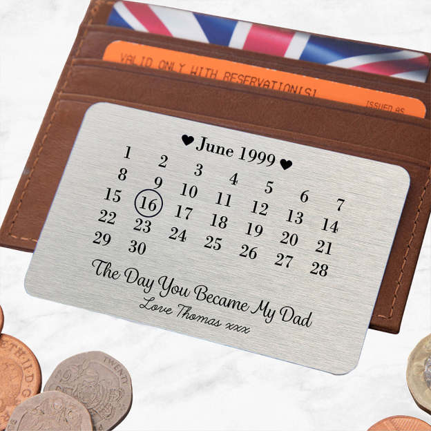 Personalised Day You Became My Dad Metal Wallet Card