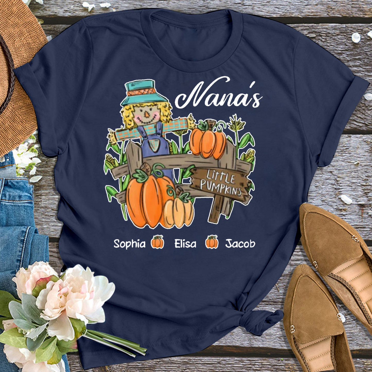 Scarecrow Thanksgiving Personalized Grandma Shirt 
