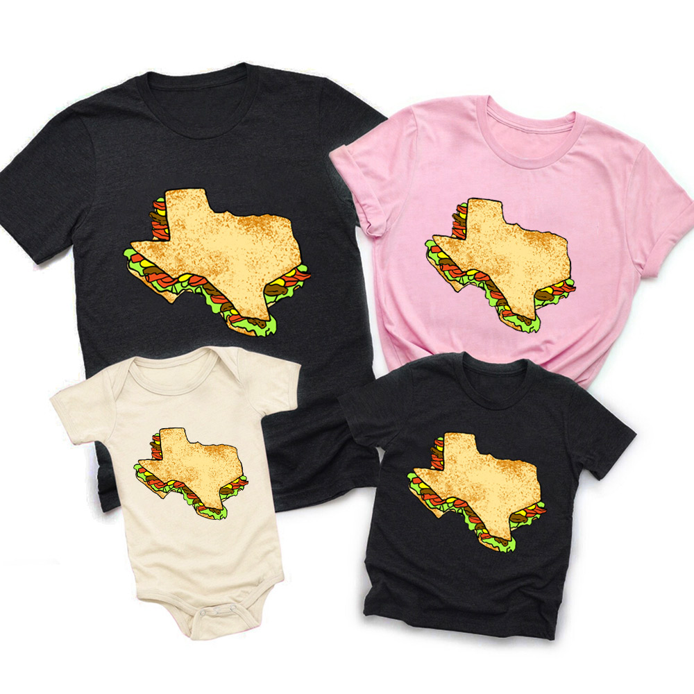 Fajita Map For Texas Food Lovers Family Matching Shirts