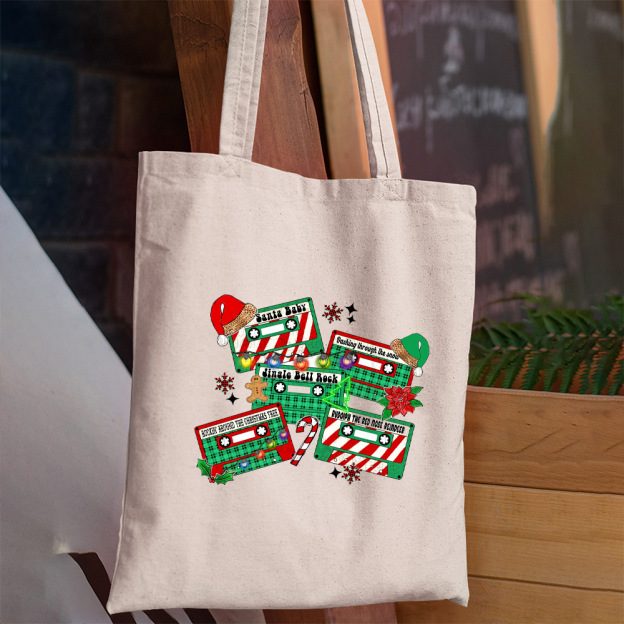 Christmas Music Cassette Tote Bag