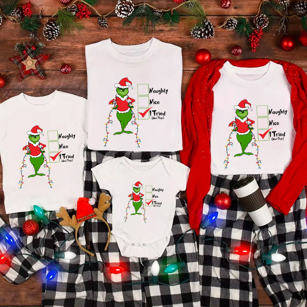 Naughty Nice I Tried Christmas Family Matching Shirt