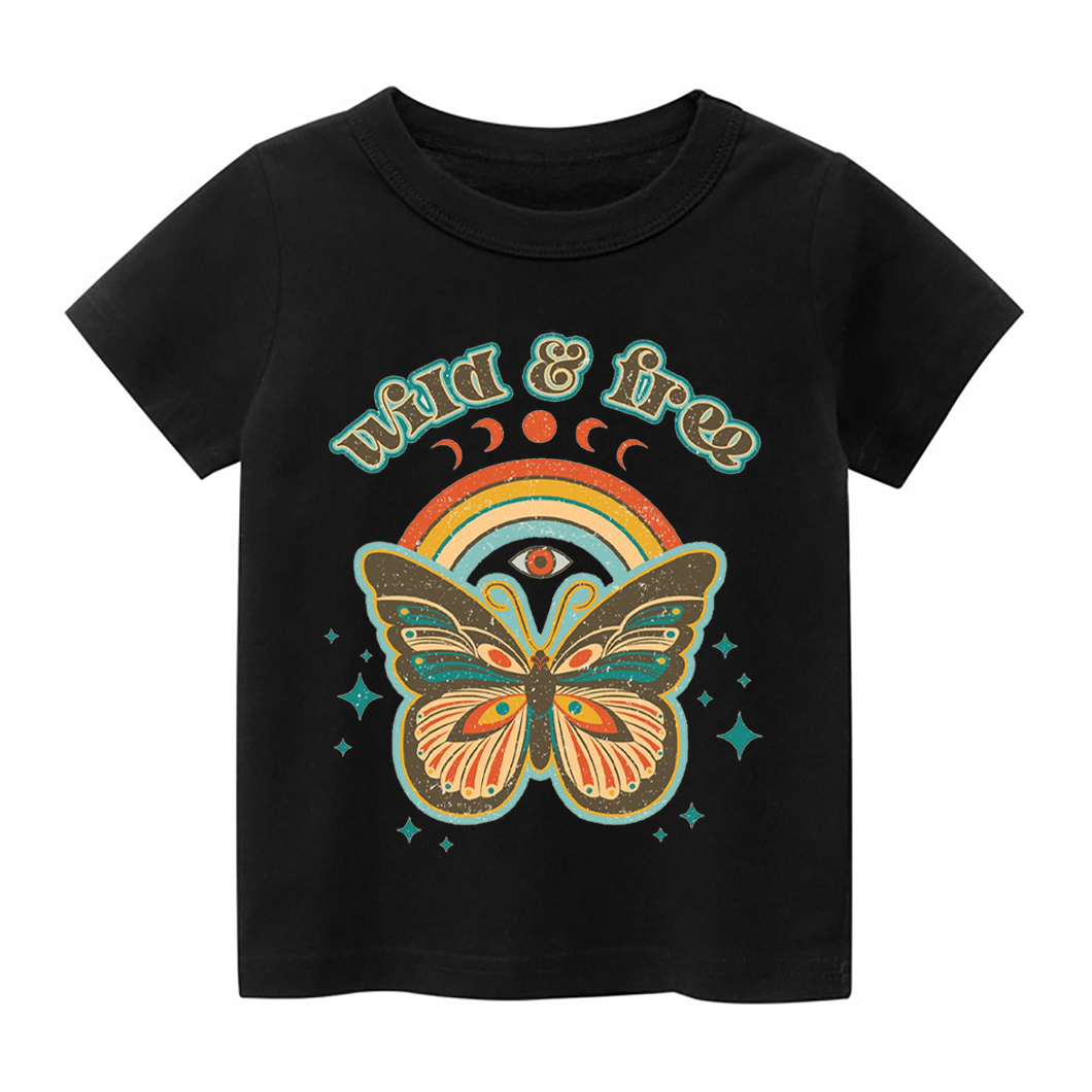 Retro Boho Wild And Free Kids T-Shirt