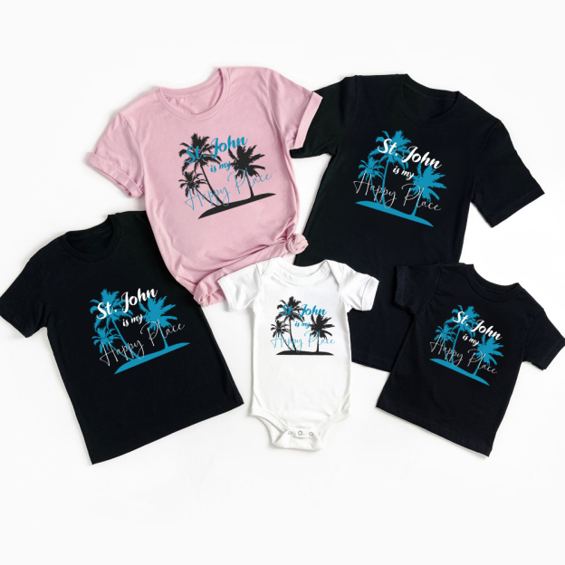 My Happy Place Family Vacation Shirts