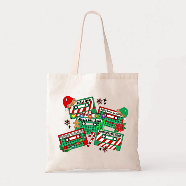 Christmas Music Cassette Tote Bag