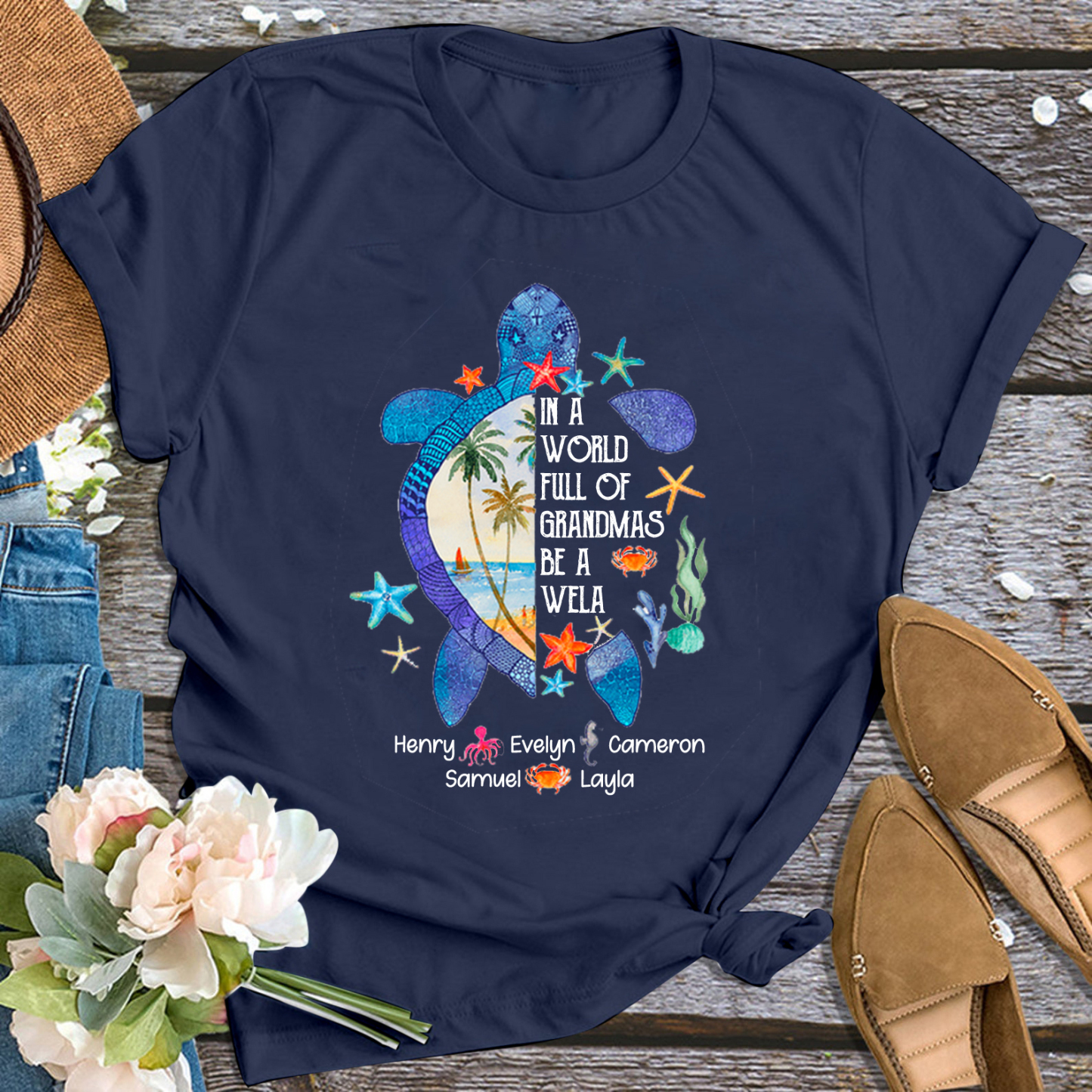 World Full Of Grandmas Personalized Shirt