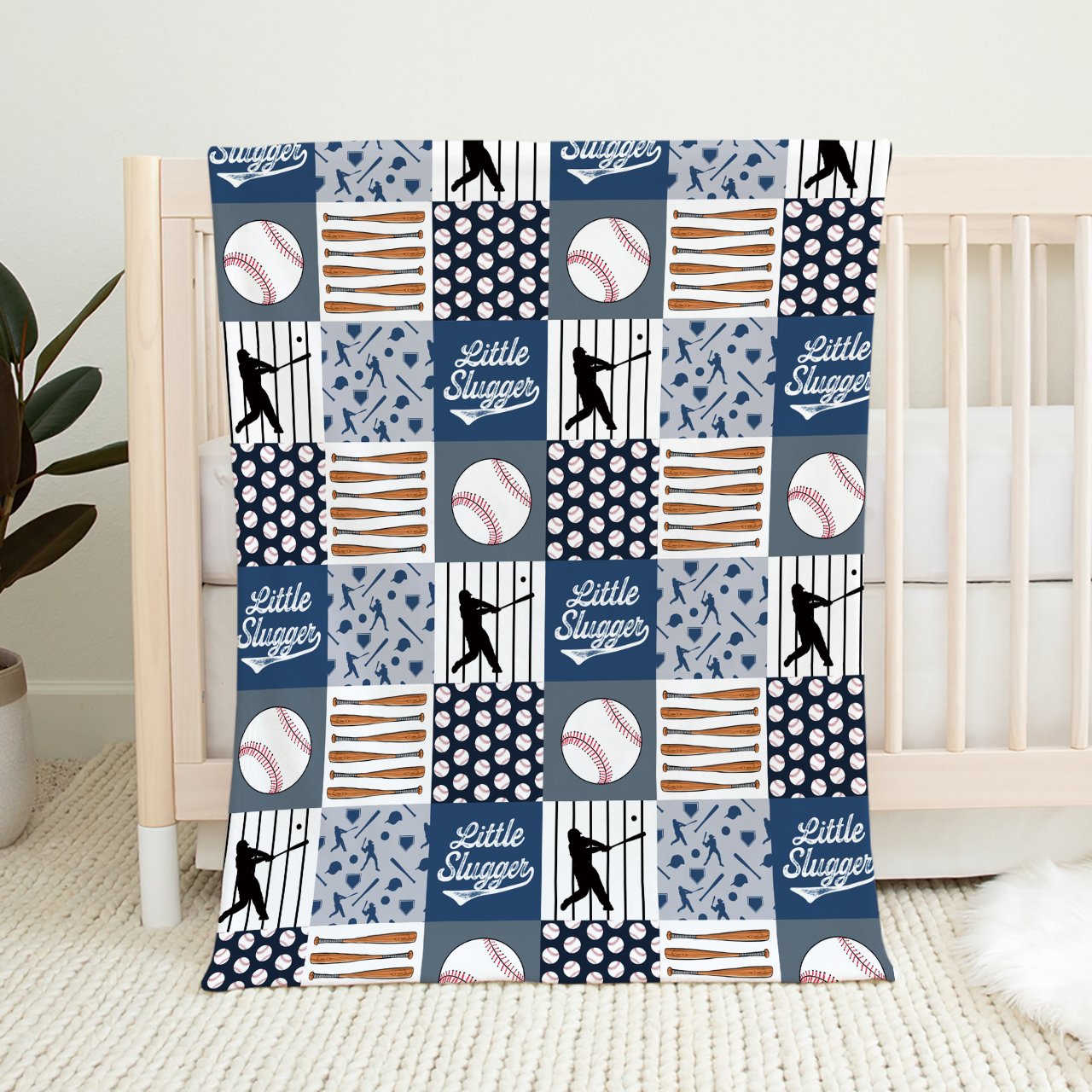 Baseball Block Baby Flannel Blanket