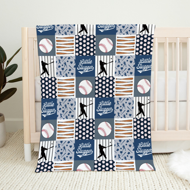 Baseball Block Baby Flannel Blanket