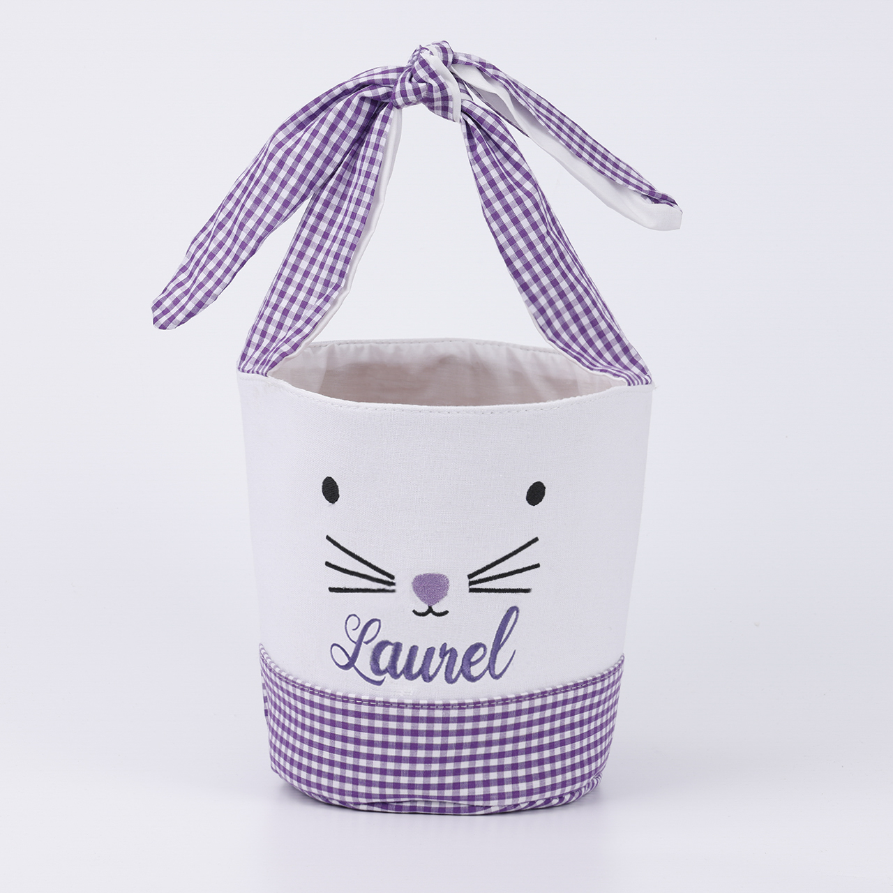 Personalized Checked Bow Bunny Gift Bag