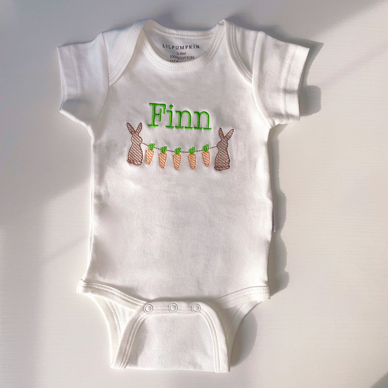 Personalized Baby Embroidery Bodysuit (Bunny&Carrot)