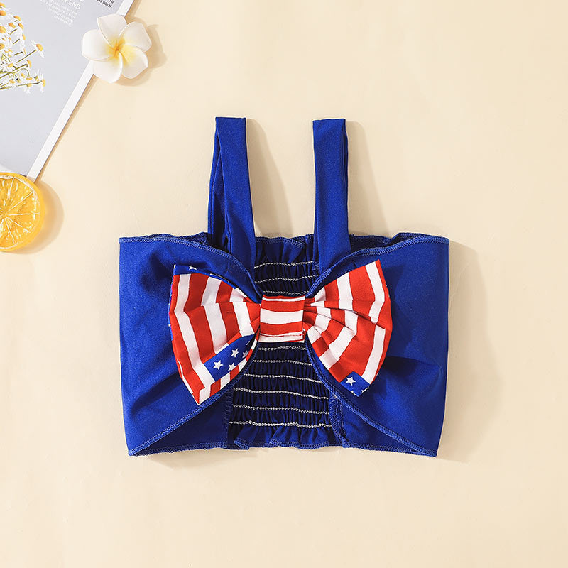 4th Of July Baby Girl Bow Outfit Set