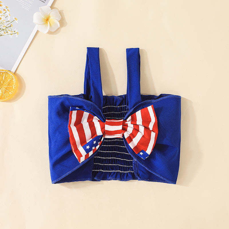 4th Of July Baby Girl Bow Outfit Set
