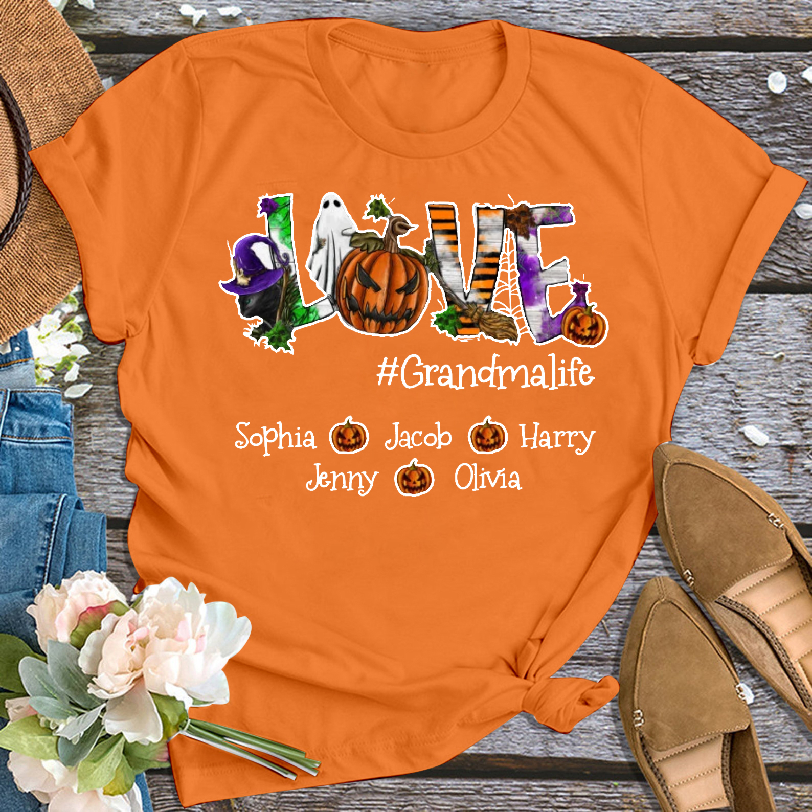 Evil Pumpkin Thanksgiving Personalized Grandma Shirt 