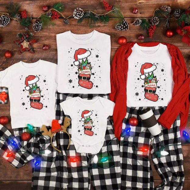 Personalized Christmas Hat&Boots Family Matching Shirt