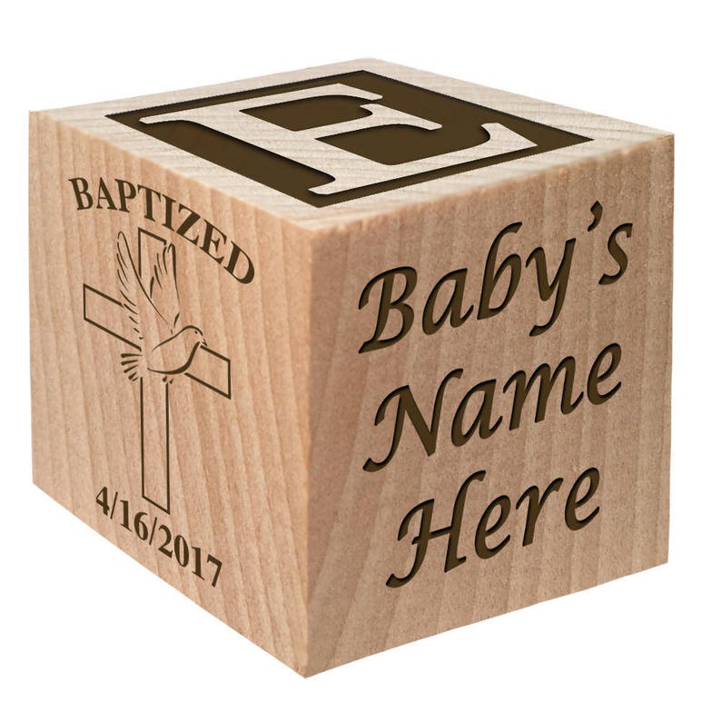 Personalized Baby Baptism Wooden Blocks