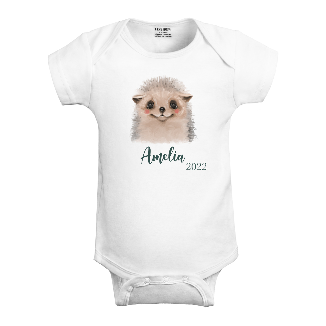 4 Colors Personalized Hedgehog Baby Bodysuit