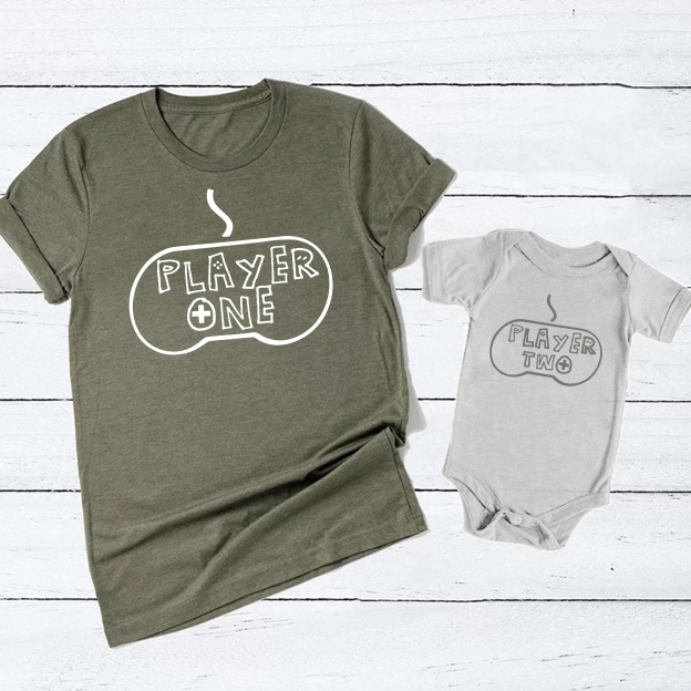 Player One And Two Matching Shirts For Dad And Me