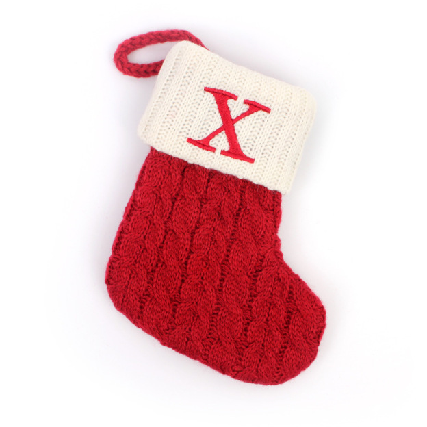 Christmas Socks Knitted Embroidered Alphabet Socks