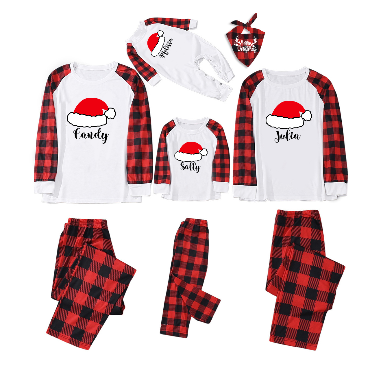 Red&Black Hat Christmas Family Matching Pajamas