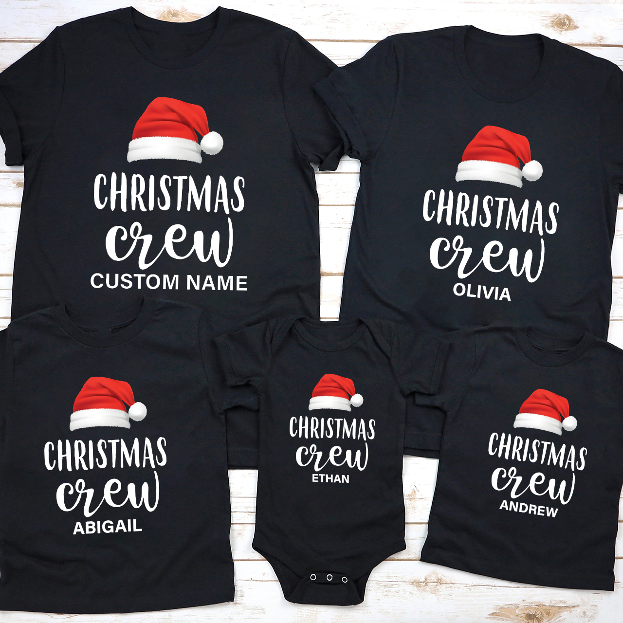 Custom Christmas Crew Santa Family Shirts