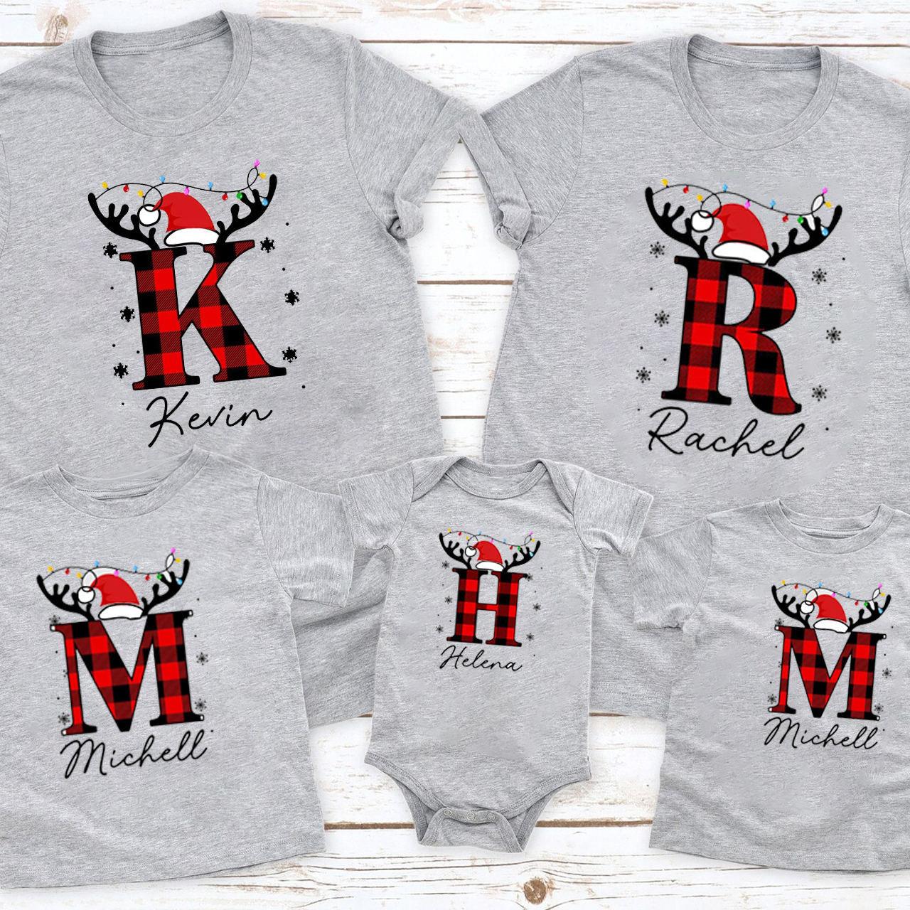 Elk Monogram Christmas Family Matching Shirt