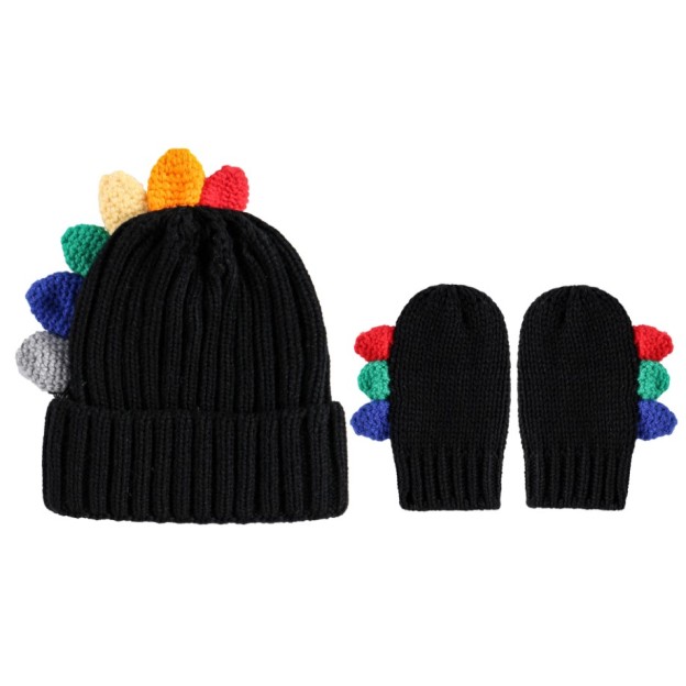 Cute Cartoon Dinosaur Woolen Hat Gloves Set