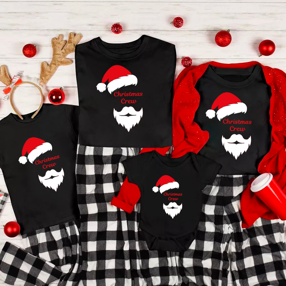 Merry Christmas Hat & Bearded Family Matching Shirt
