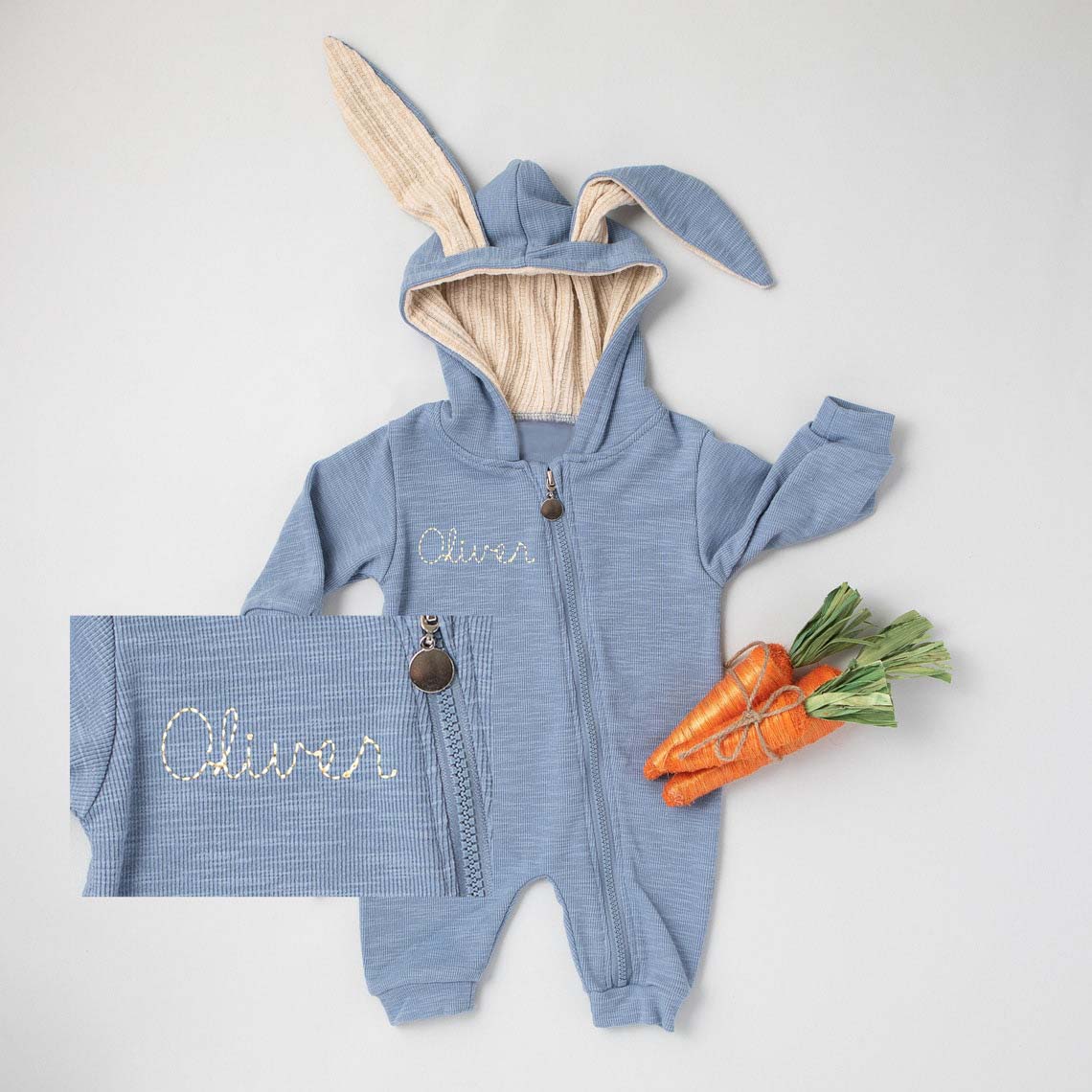 Personalized Embroidered Easter Romper With Bunny Ears