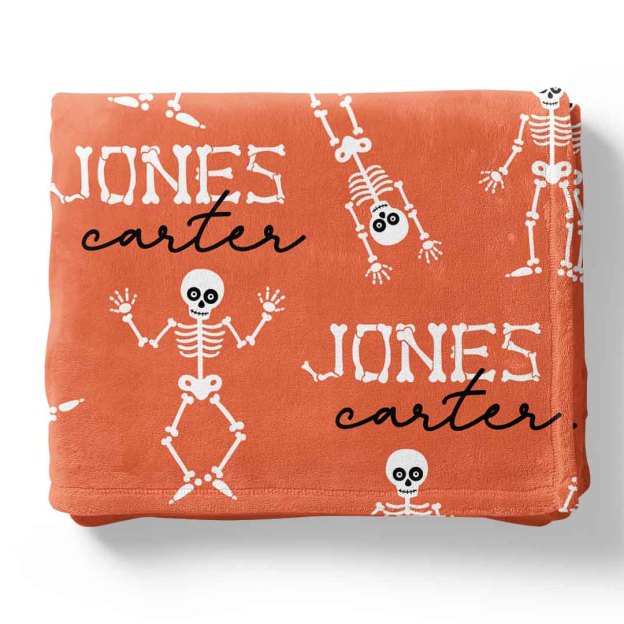 Personalized Halloween Funny Bones Flannel Blanket
