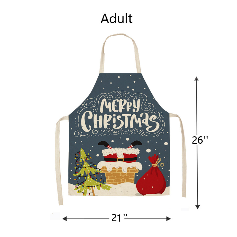 Blue Merry Christmas Apron Sets For Adult&Kids
