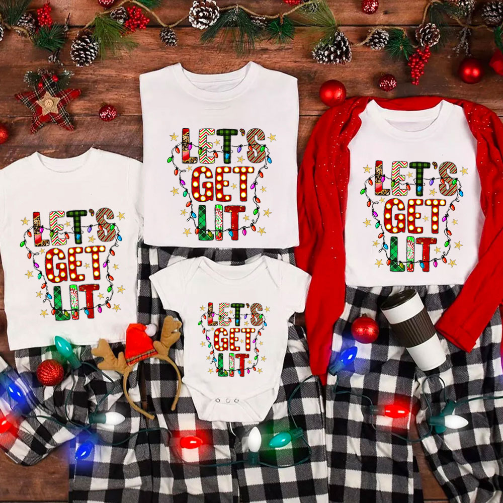 Let's Get Lit Christmas Family Matching Shirt