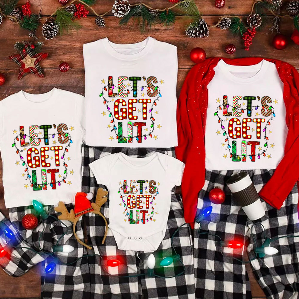 Let's Get Lit Christmas Family Matching Shirt