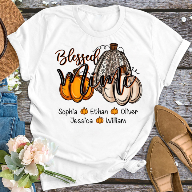 Pumpkin Thanksgiving Personalized Grandma Shirt 
