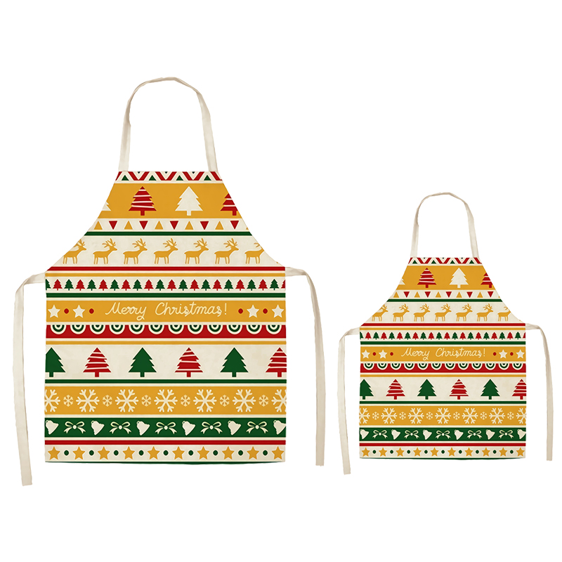 Yellow Stripes Christmas Apron Sets For Adult&Kids