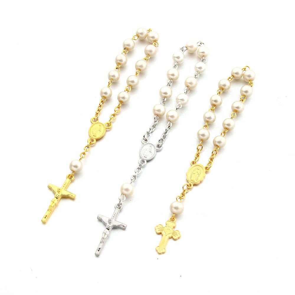 Pearl Sparkle Cross Bracelet Baby Shower Bracelet