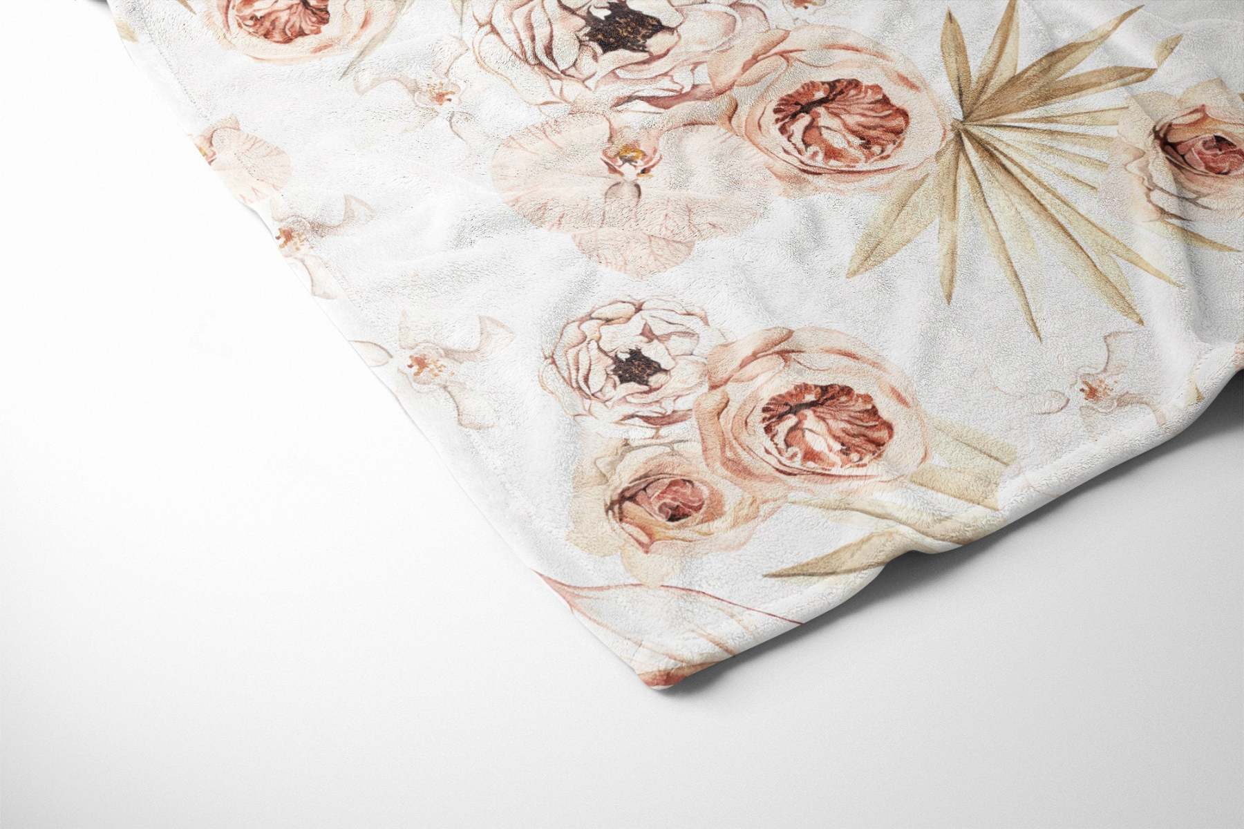 Personalized Floral Boho Flannel Blanket