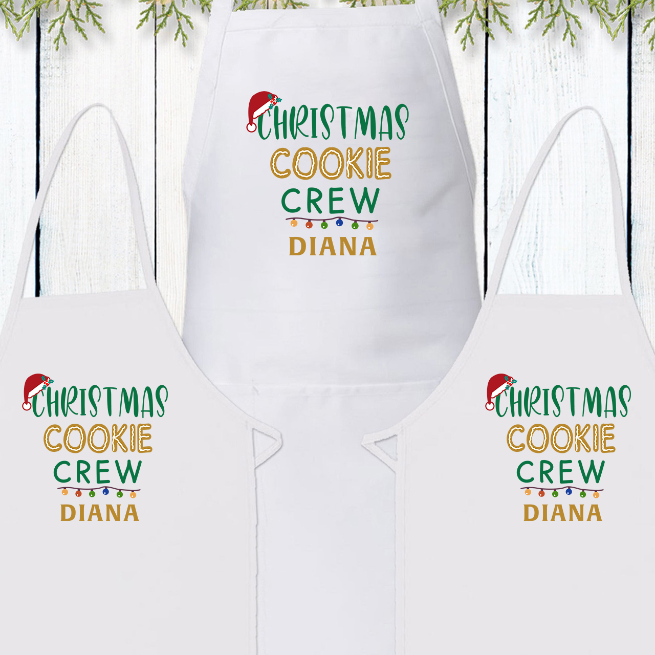Christmas Cookie Crew Personalized Apron Sets For Adult&Kids