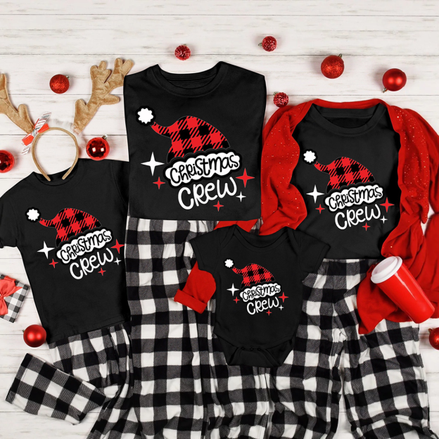 Christmas Hat Design Crew Family Pajamas