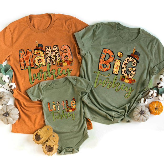 Personalized Turkey Family Thanksgiving Family Matching Shirts