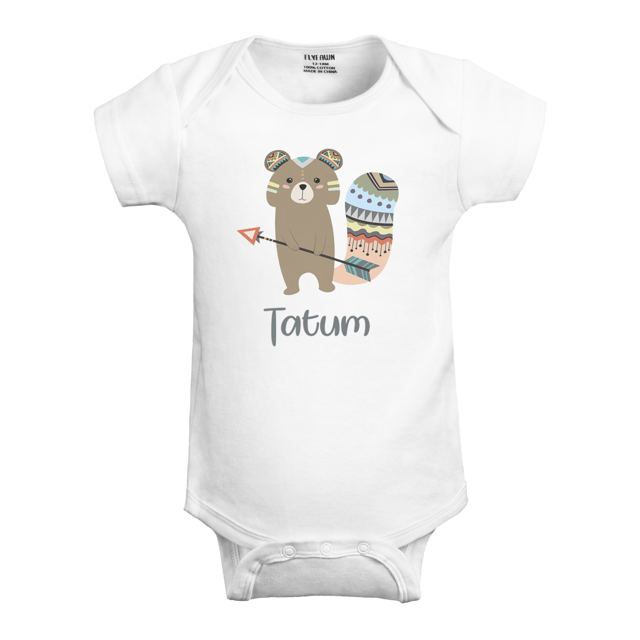  Personalized Indian Bear, Baby Bodysuit