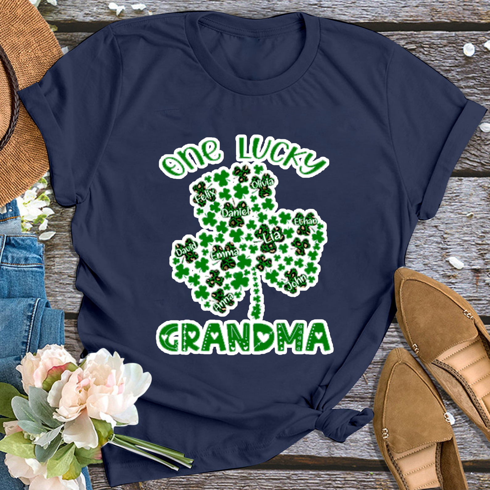Lucky Grandma Personalized Shirt