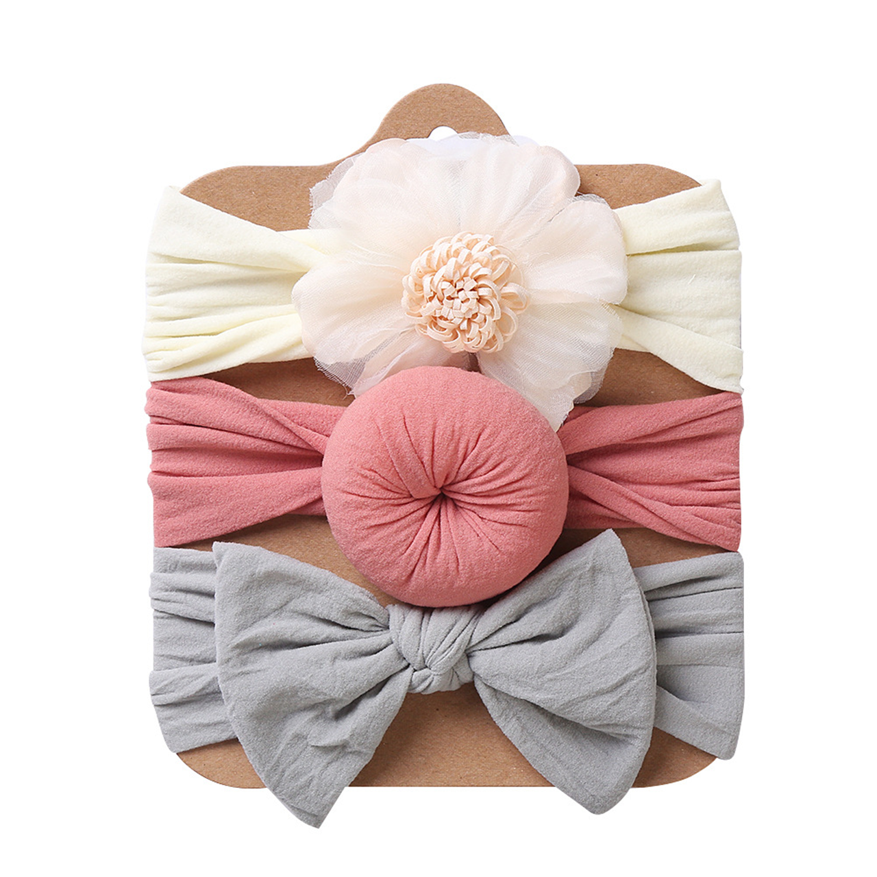 Baby Girl Cute Three-piece White Flower Bow Headband Set 