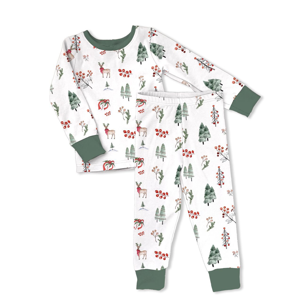 Green Tree Patterns Christmas Family Matching Pajamas