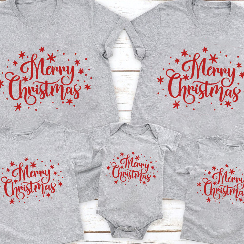 Merry Christmas Snow Print Family Matching Shirt