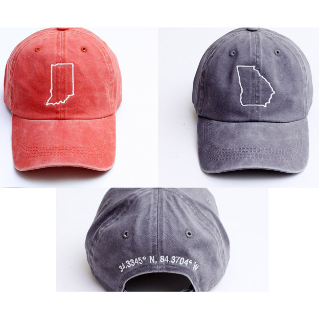 State Outline Embroidery Hat Kid&Adult
